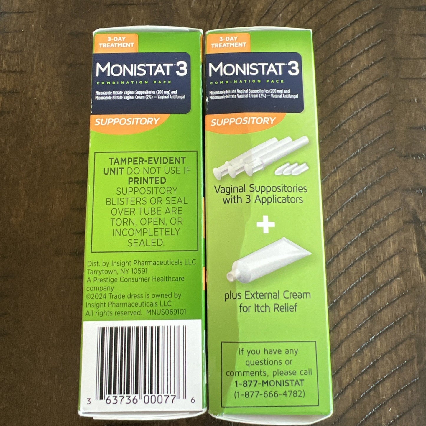 2 × MONISTAT 3 Vaginal Antifungal SUPPOSITORY + Itch Cream YEAST INFECTION 08/27