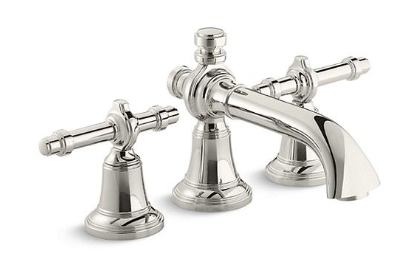 Inigo by Michael S Smith Deck-Mount Bath Faucet, Lever Handles | P23103-LV | Bath Faucets | Bathing | Kallista BRONZE