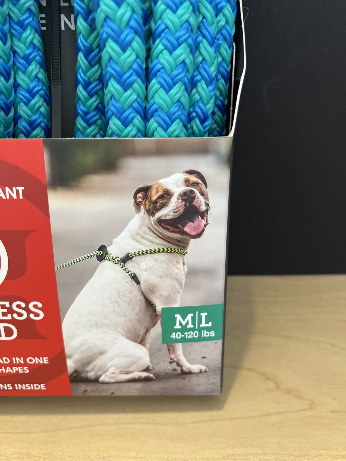 Escape Resistant Lead Leash, No Pull, Dog Harness Med/Large 40-120lbs Turquoise