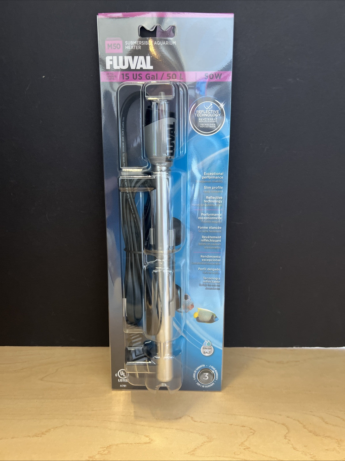 FLUVAL M50 SUBMERSIBLE HEATER - 50 WATT - A781