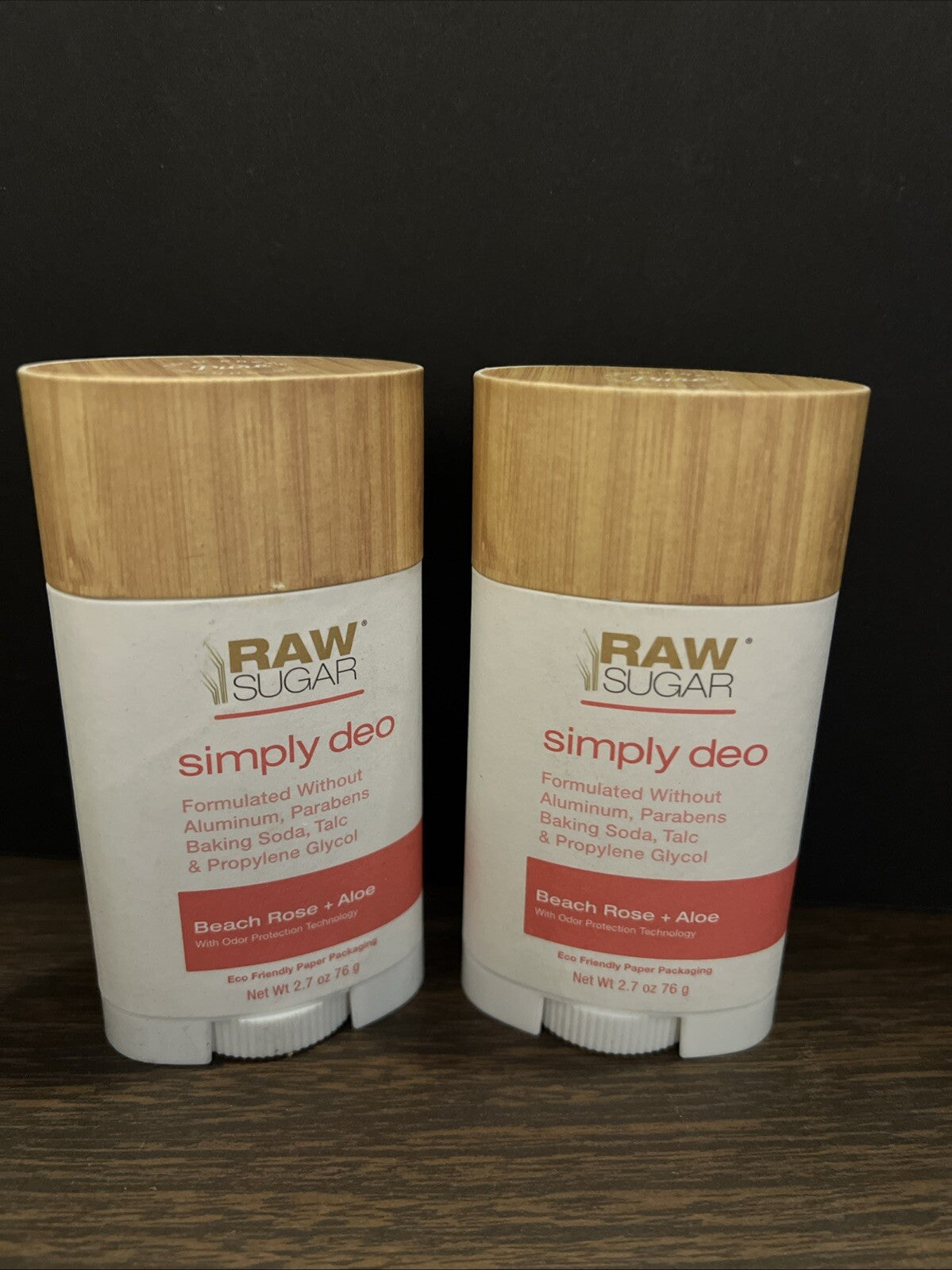 2 Pack Raw Sugar Simply Deo Rose + Aloe Whole Body Deodorant 2.7oz Each 