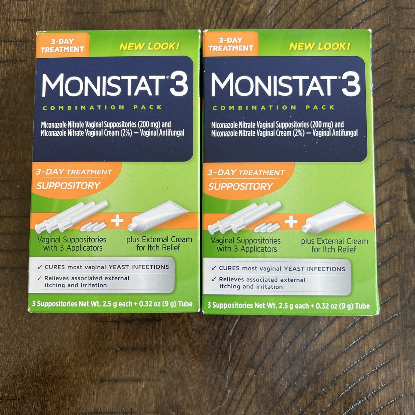 2 × MONISTAT 3 Vaginal Antifungal SUPPOSITORY + Itch Cream YEAST INFECTION 08/27