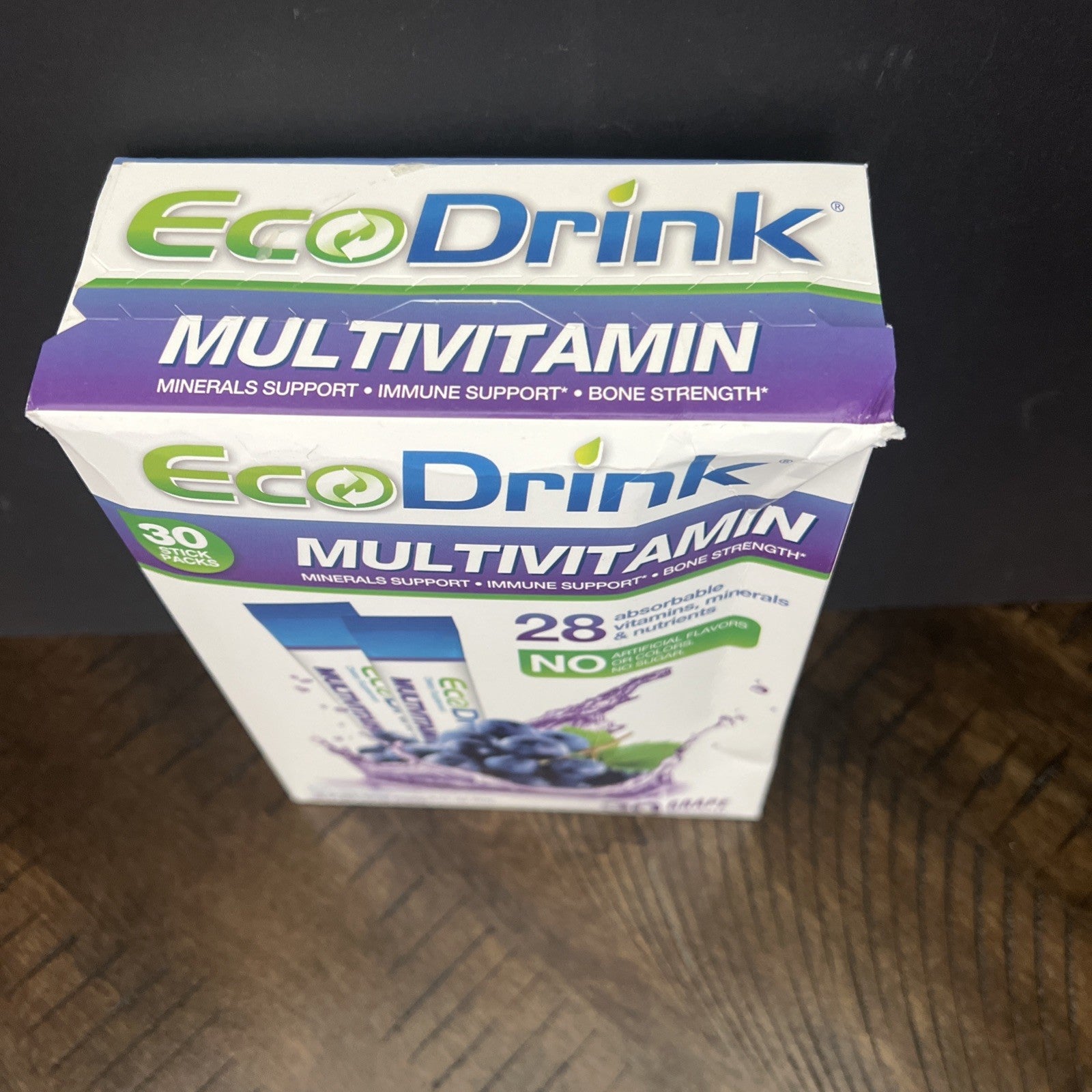 (30 PACKS) EcoDrink Grape Complete Multivitamin Electrolytes Powder Drink 6/25